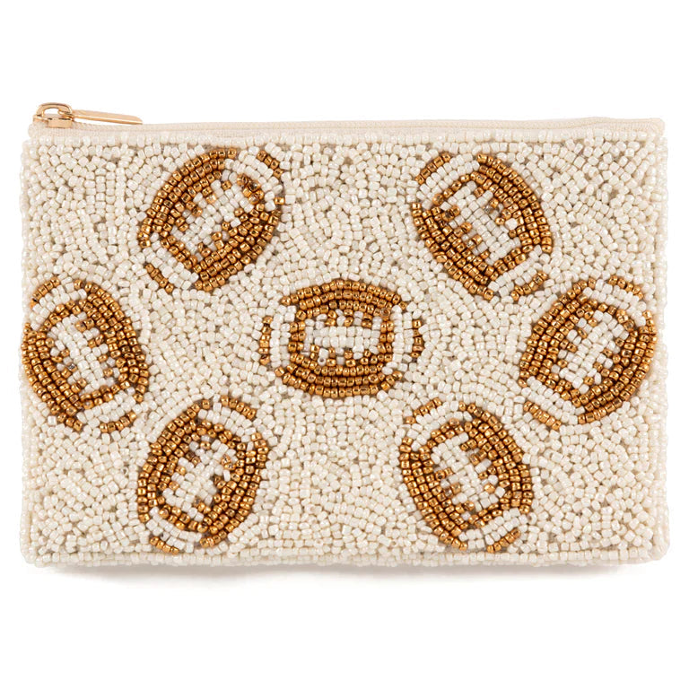 Football Beaded Zip Pouch