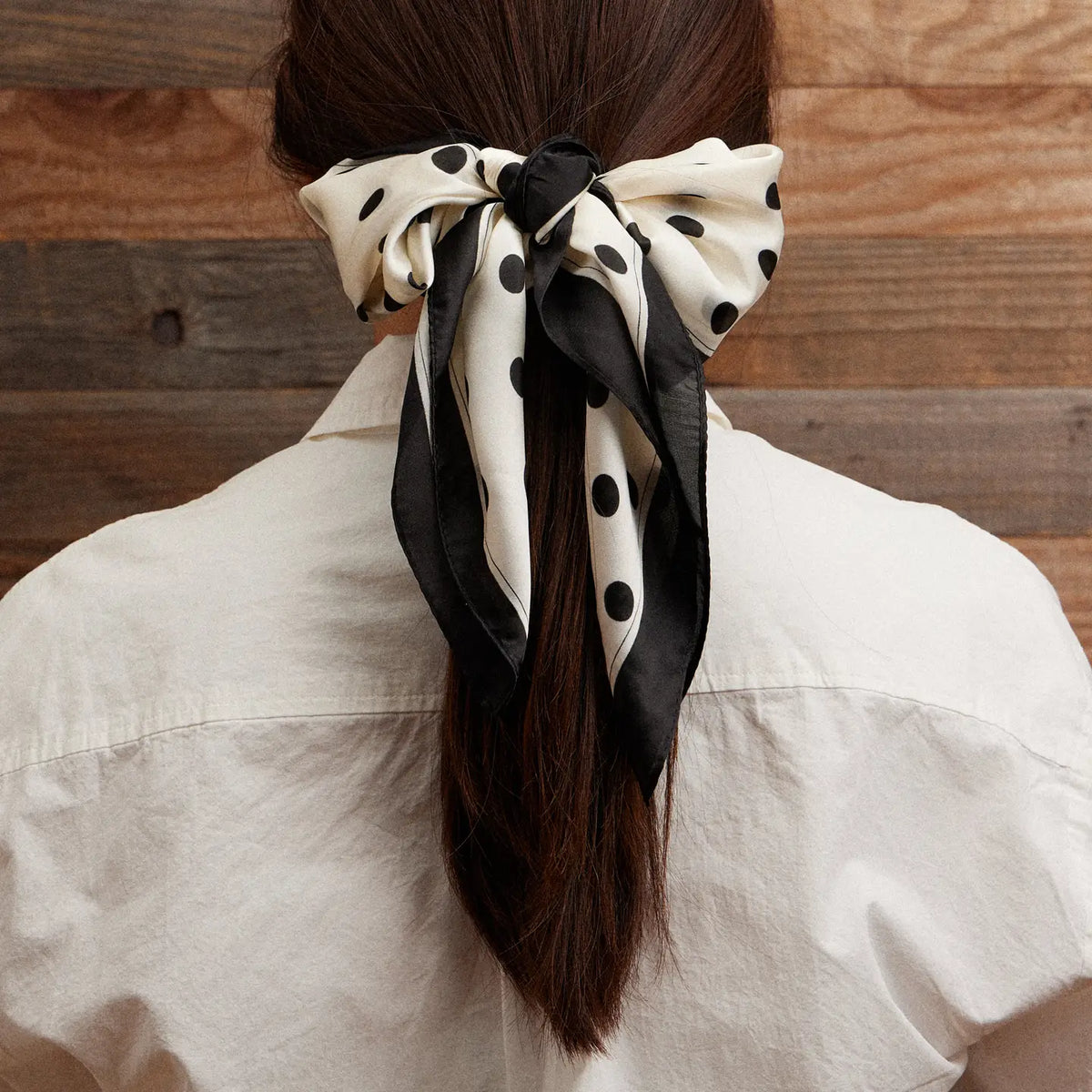 Vintage-Inspired Polka Dot Silk Texture Square Scarf