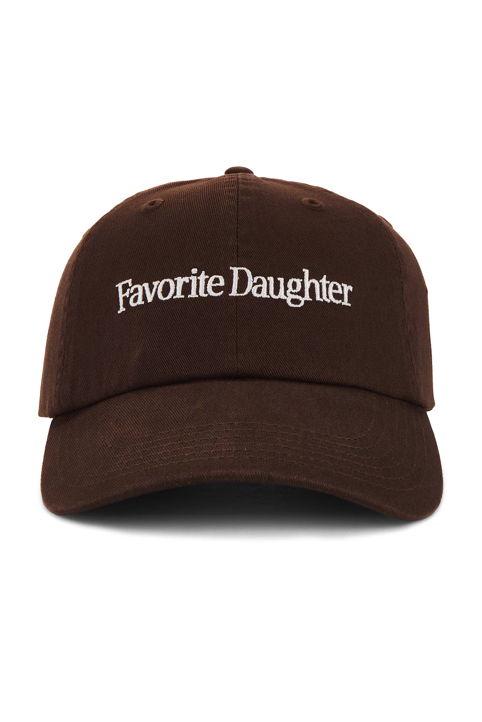 Brown cap with 'Favorite Daughter' text on a white background