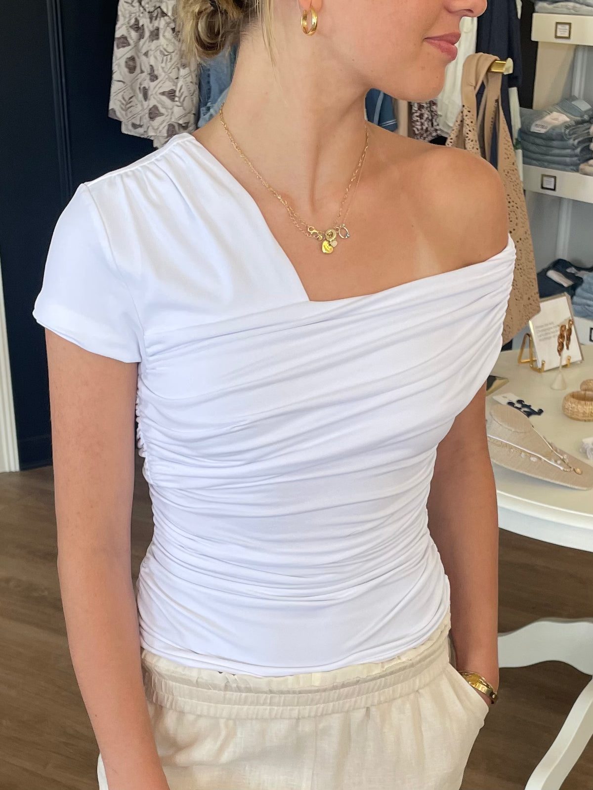 One Sleeve Off Shoulder Top