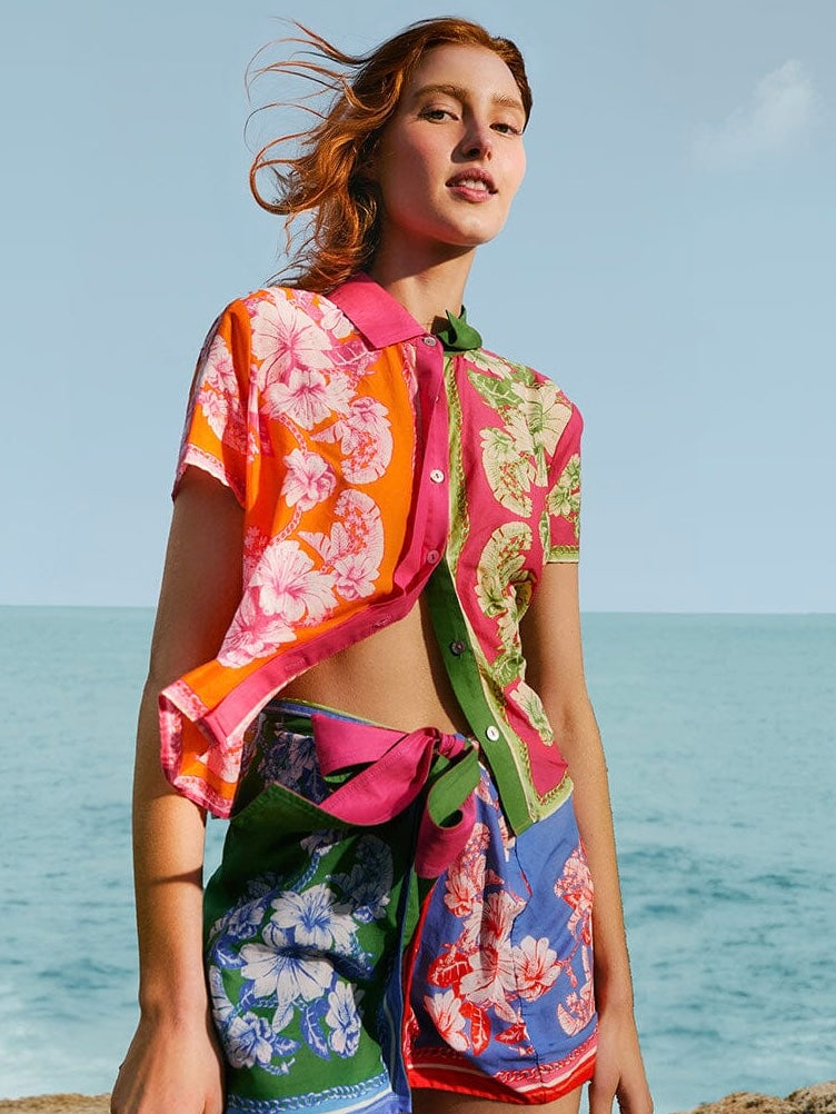 Floral Elegance Mixes Scarf Shirt