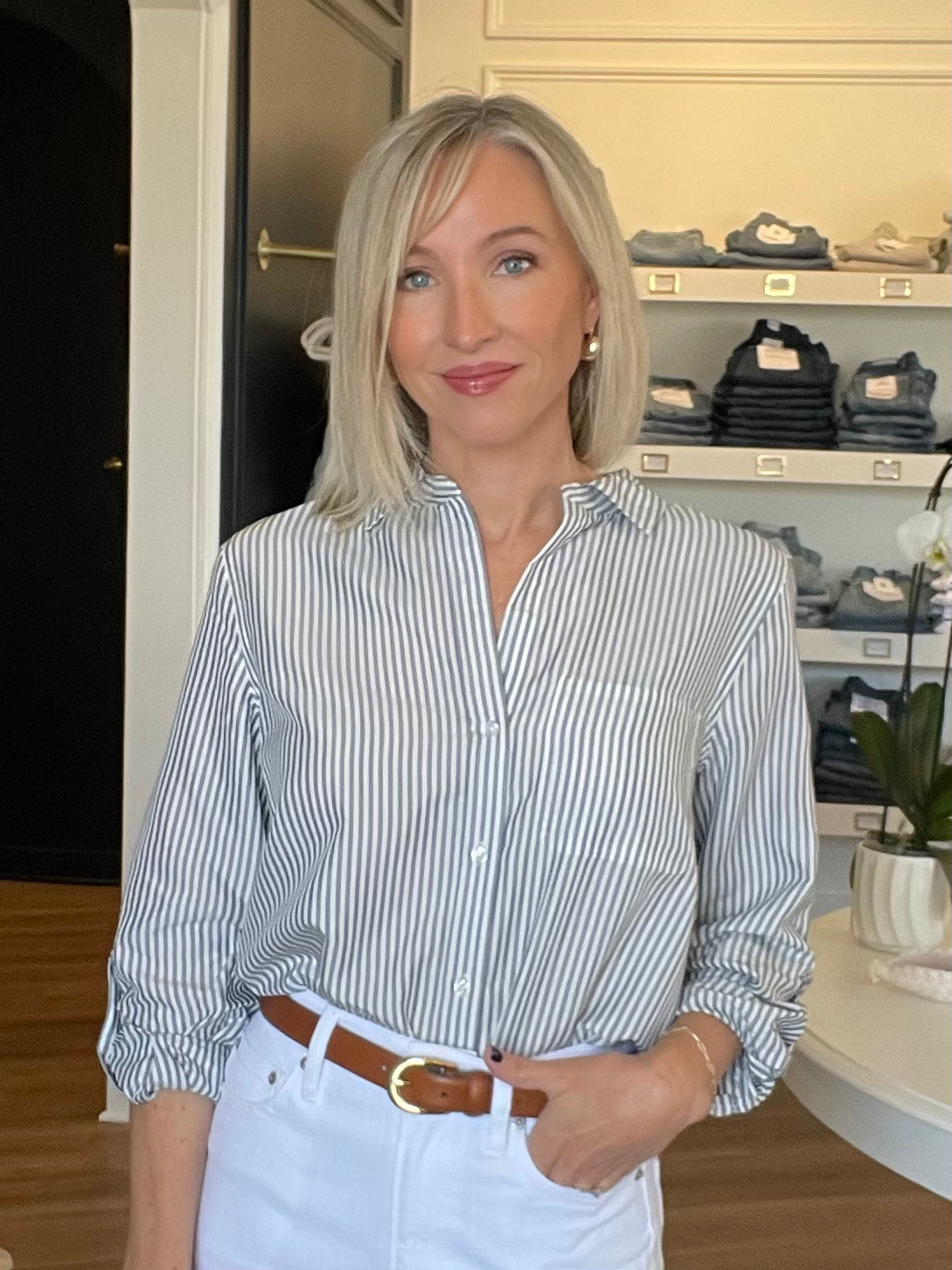 Elisa Indigo White Stripe Shirt