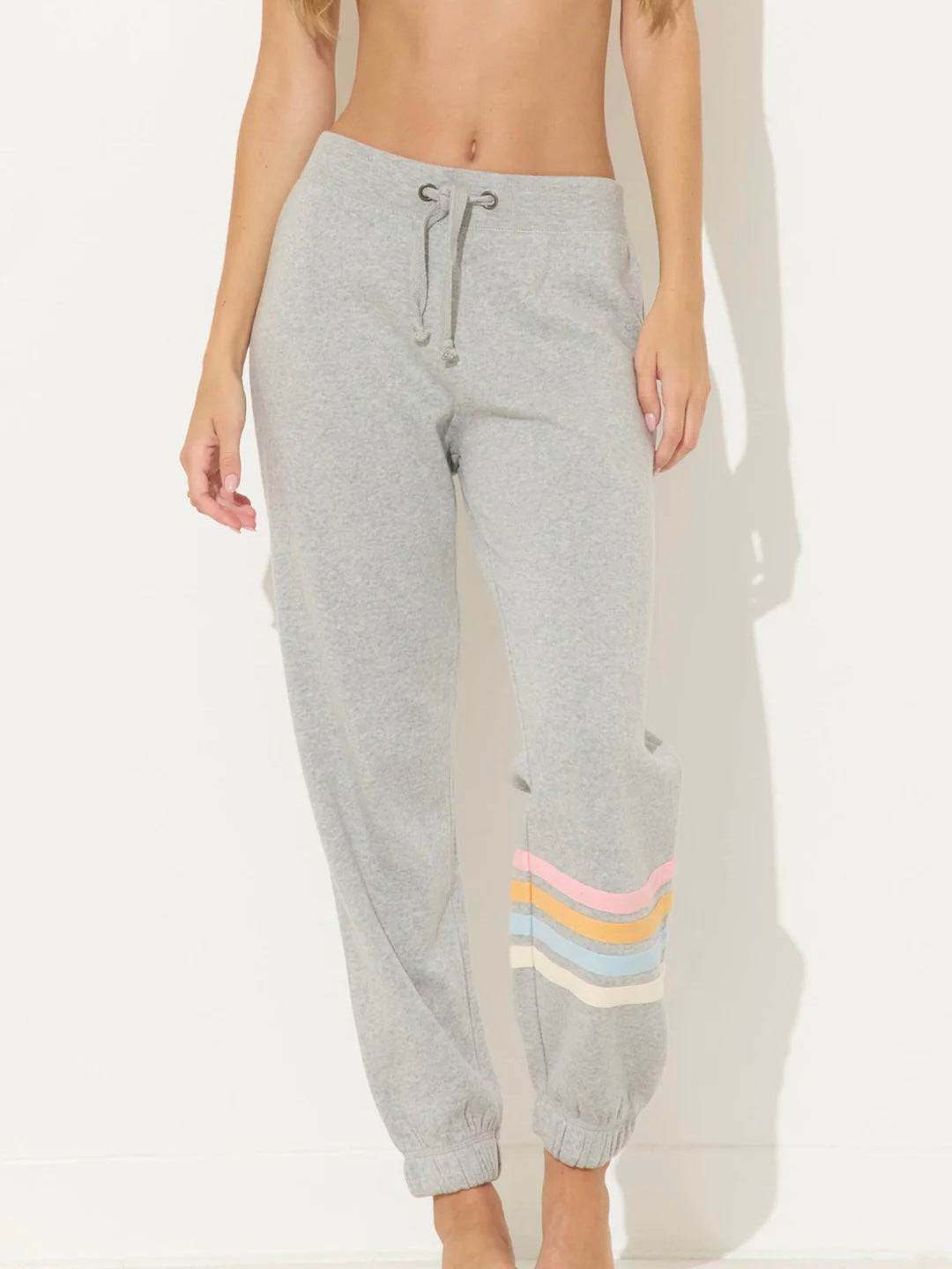 Heather Grey w/ Sunset Stripes Heather Fleece Stripe Jogger