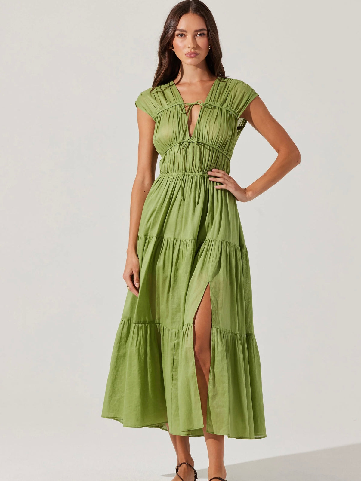 Alexandria Shirred Tiered Midi Dress