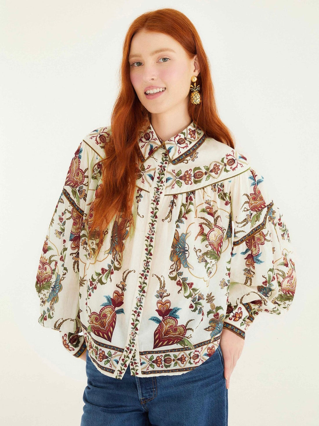 Cream Majestic Hearts Blouse