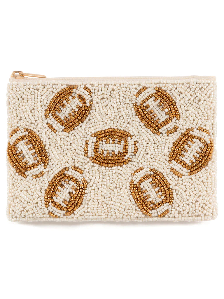 Football Beaded Zip Pouch