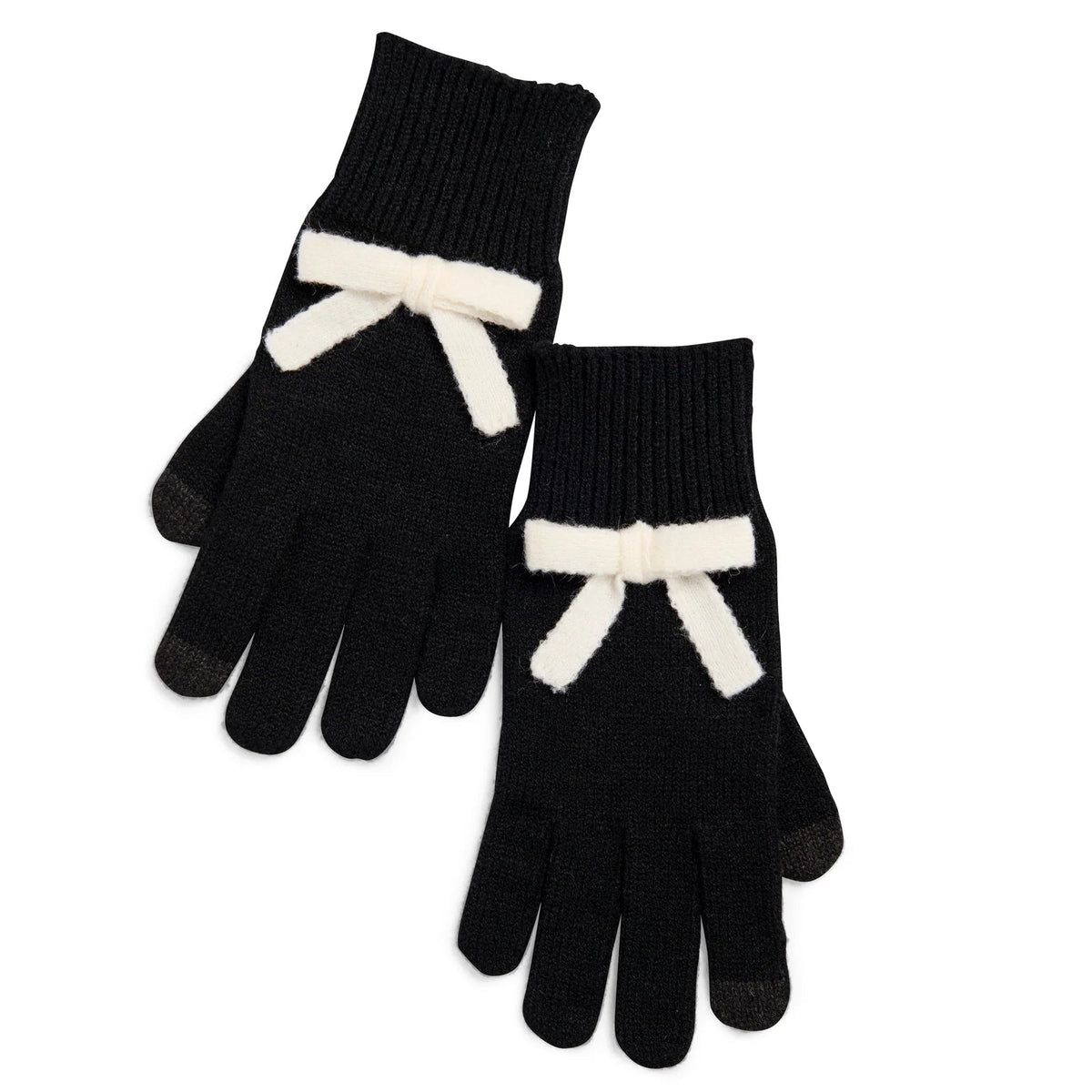 Black gloves with white bows on a white background