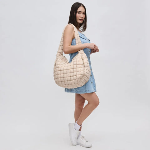 Quilted Puffer Nylon Hobo Bag