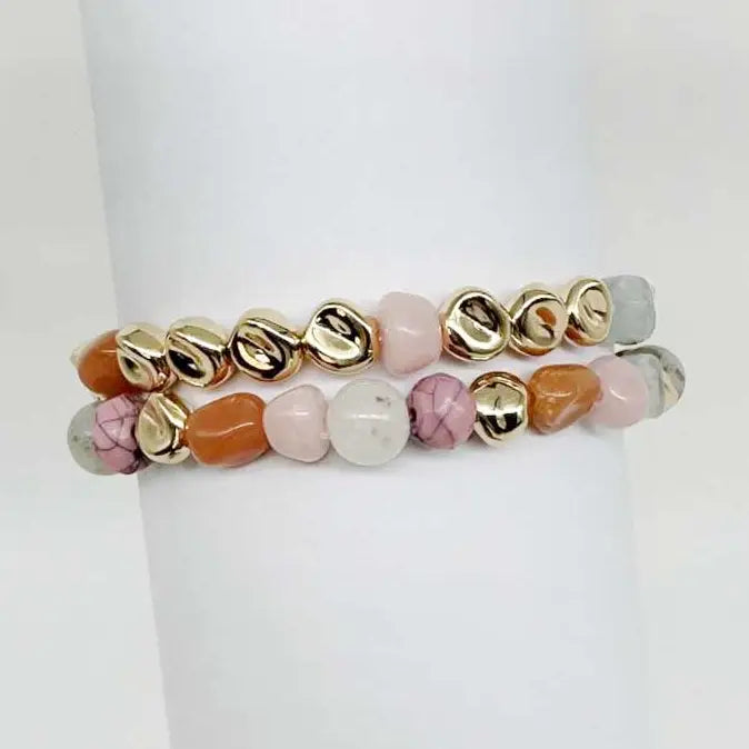 Pink Beaded Bracelet Set