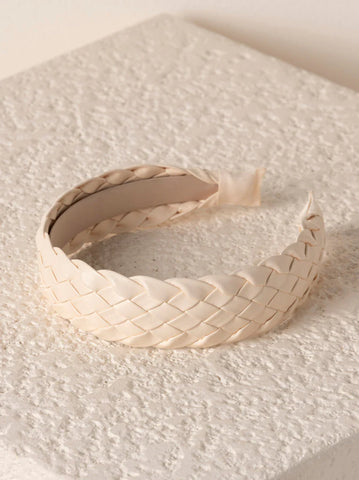 Ivory Woven Faux Leather Headband