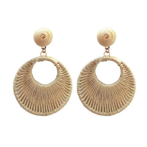 Gold Metallic Wrapped Bali Statement Drop Earrings