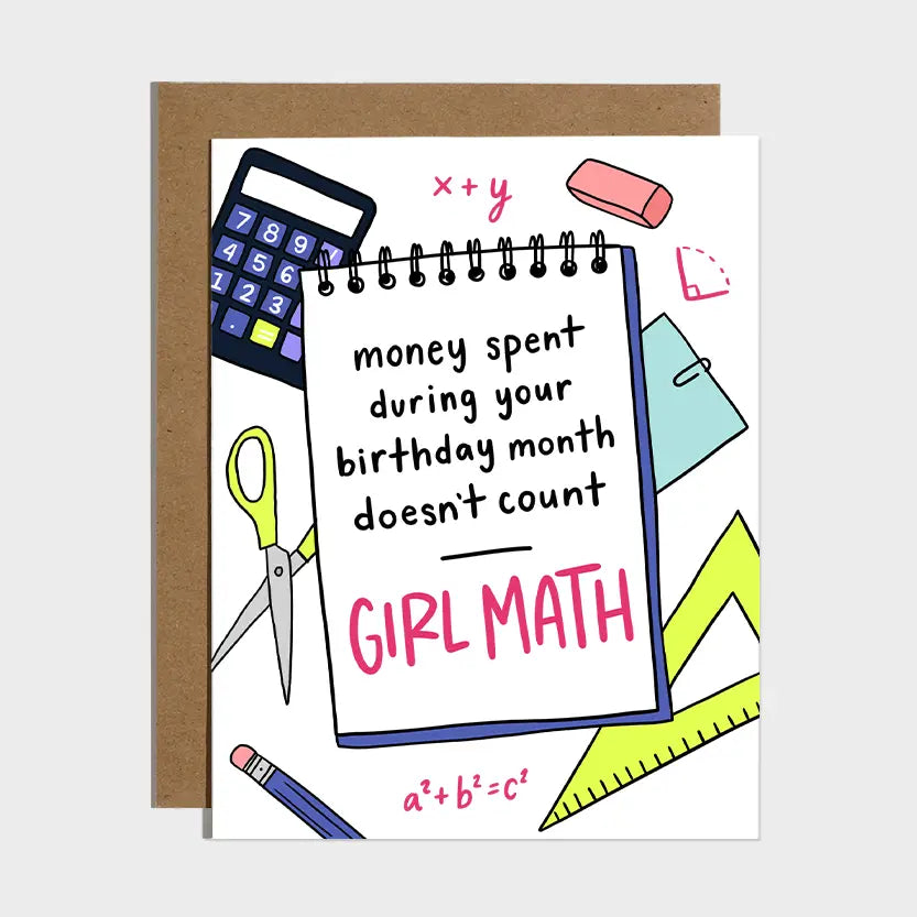 Girl Math Birthday Card