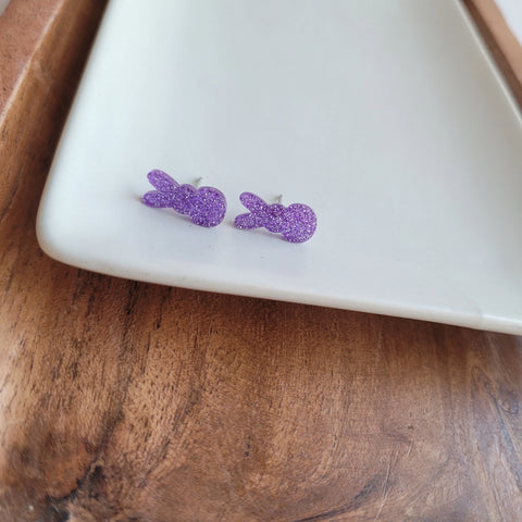 Glitter Bunny Studs