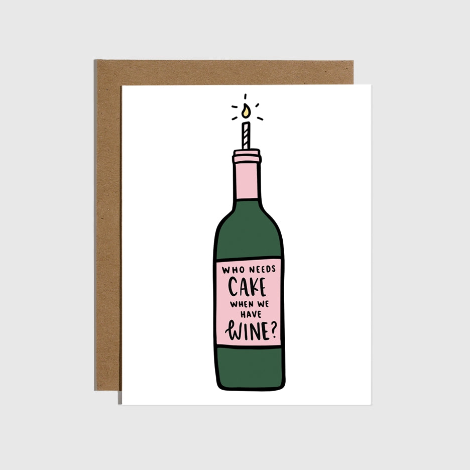 Cake Wine Birthday Card