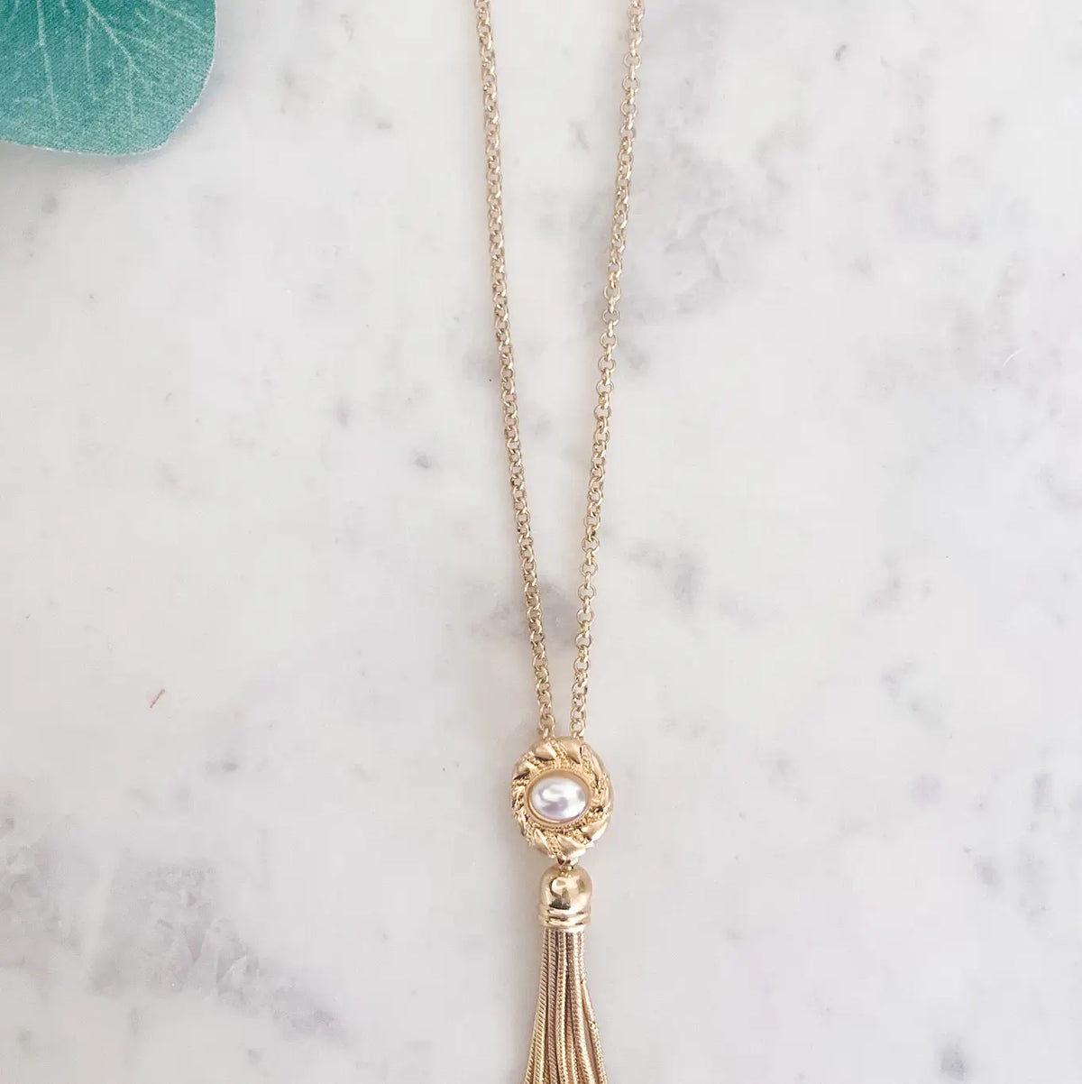 30" Vintage Gold Chain Tassel Necklace