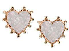 Gold Studded Pink Tortoise Heart Earrings