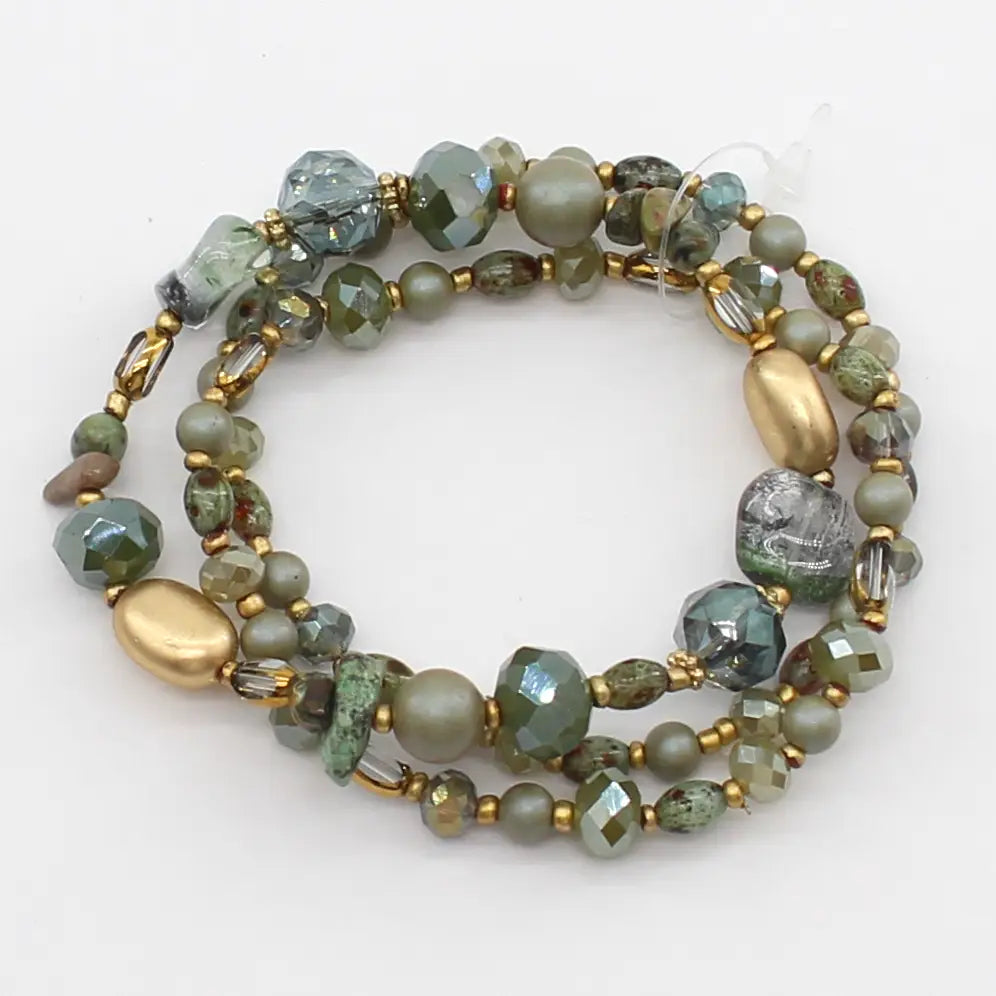 Green Beaded Bracelet Set