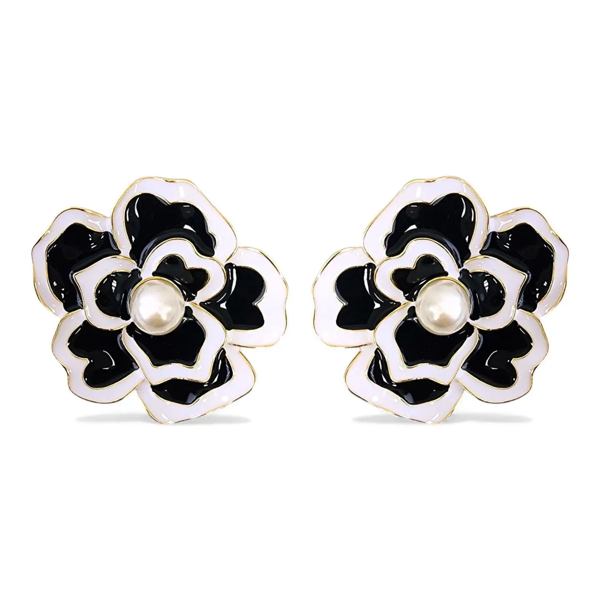 Black & White Flower Statement Earrings