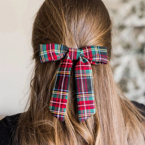 Tartan Emily Bow Barrette Clip