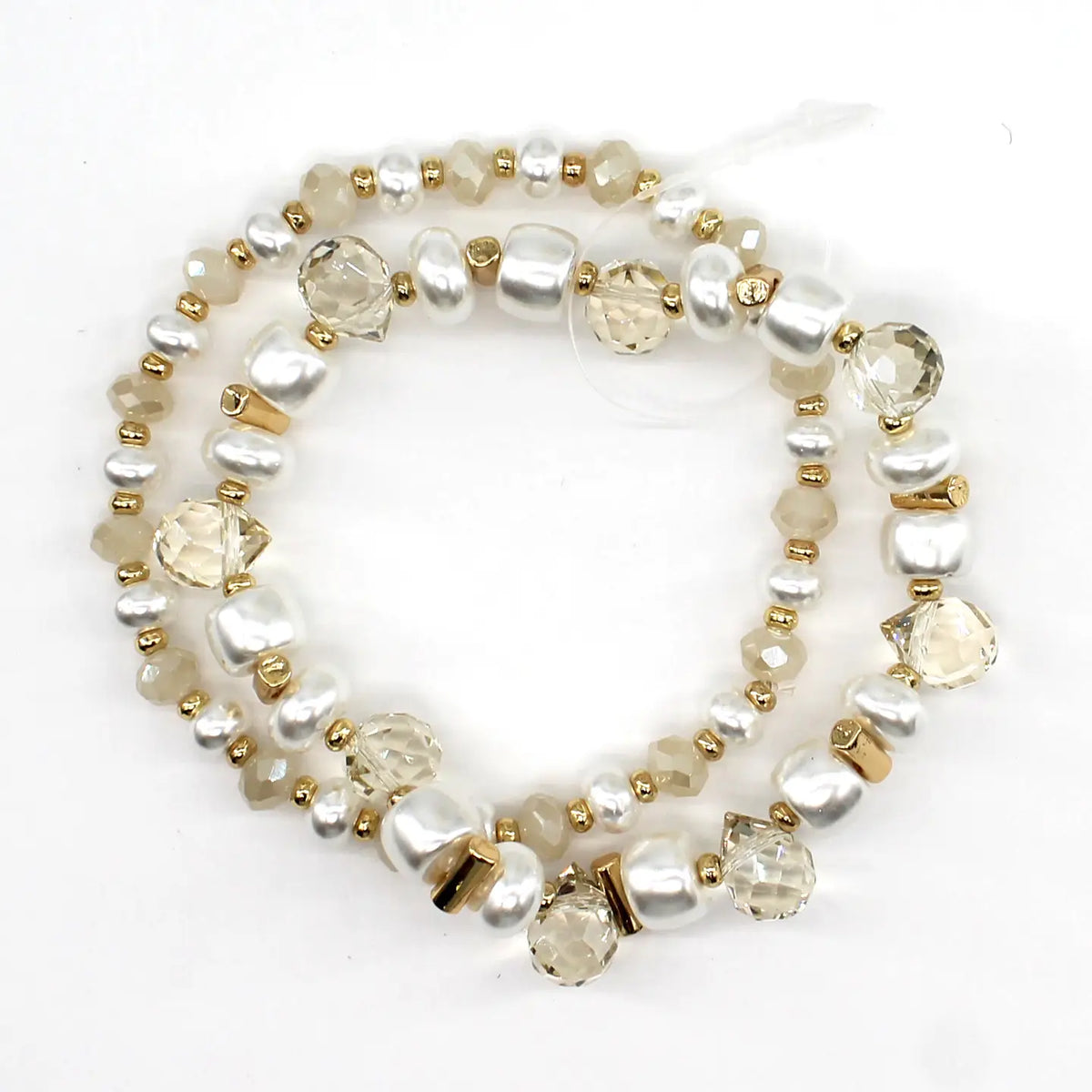 Pearl and Gold Beaded Bracelet Set