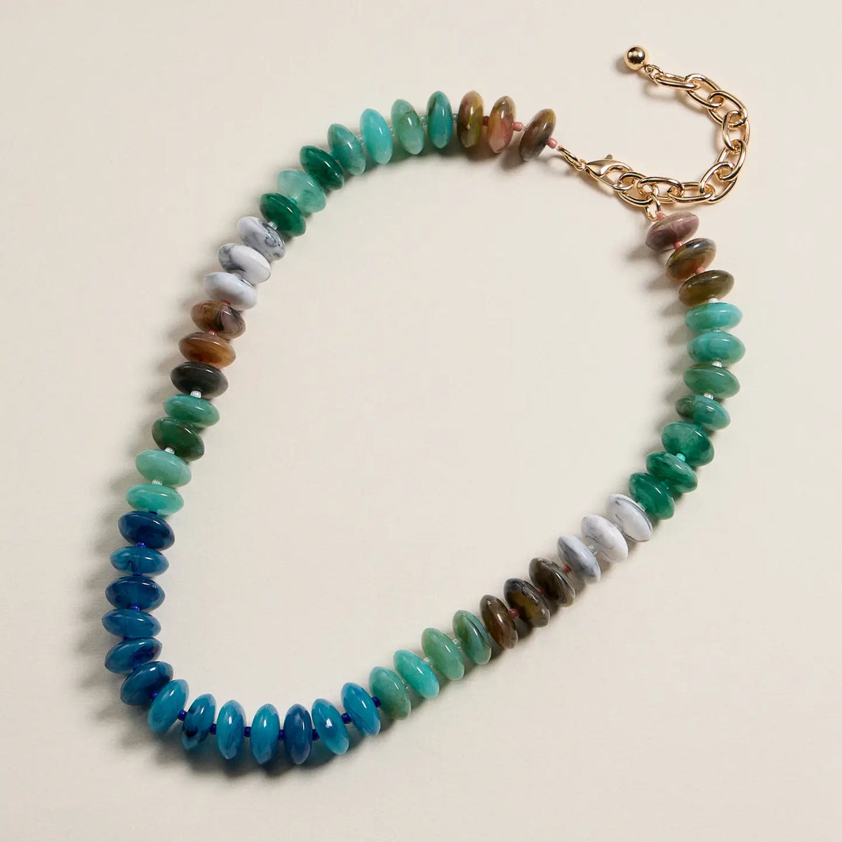 Ombre Resin Bead Necklace with Oval Disk Shapes