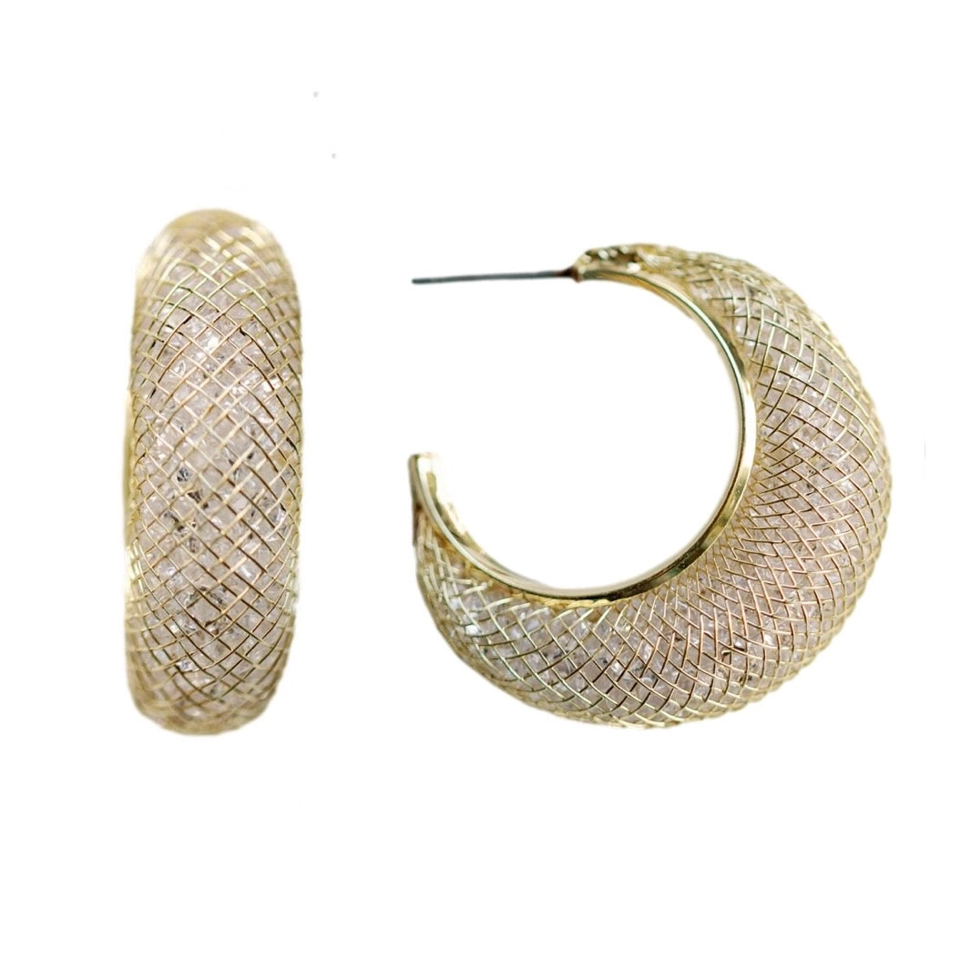 Gold Mesh Hoop Earrings