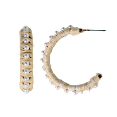 Natural Studded Pearl Raffia Hoop