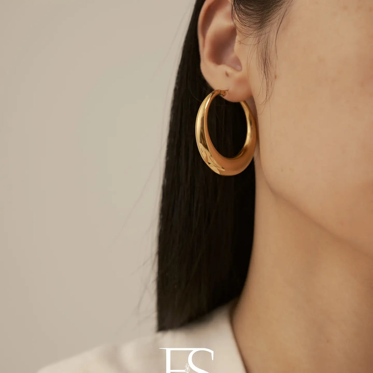 18k Gold Hoop Dangle Drop Earring