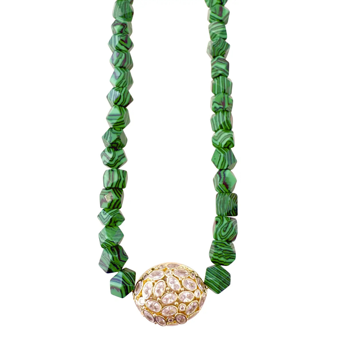 Chelsie Beaded Necklace- Malachite