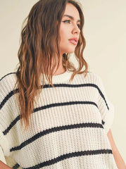 Crochet Striped Dolman Sweater