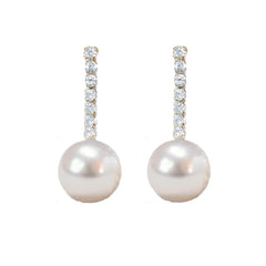 Small Swingy Pearl and Diamond Statement Drop Earrings