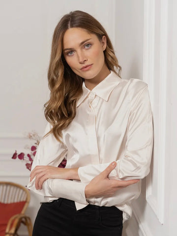 Léa Satin Button Down Shirt