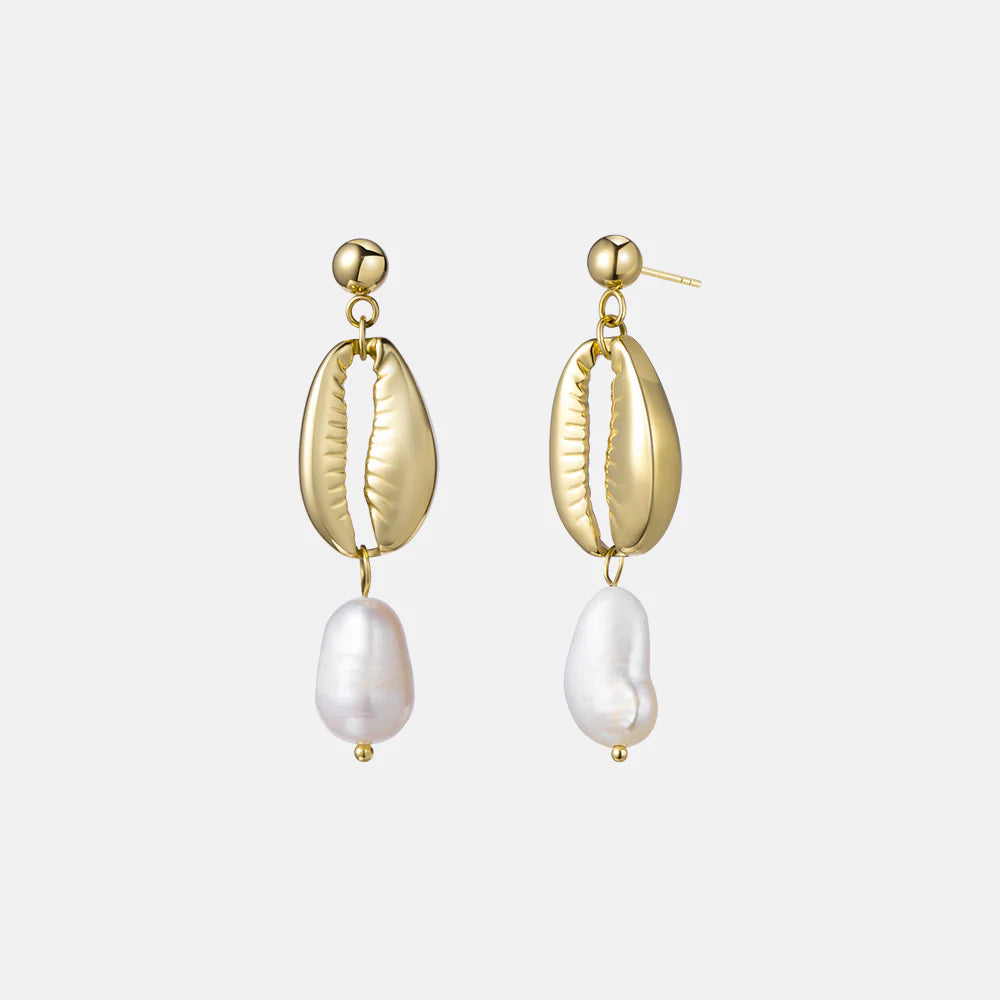 Gold Puka Shell Earrings