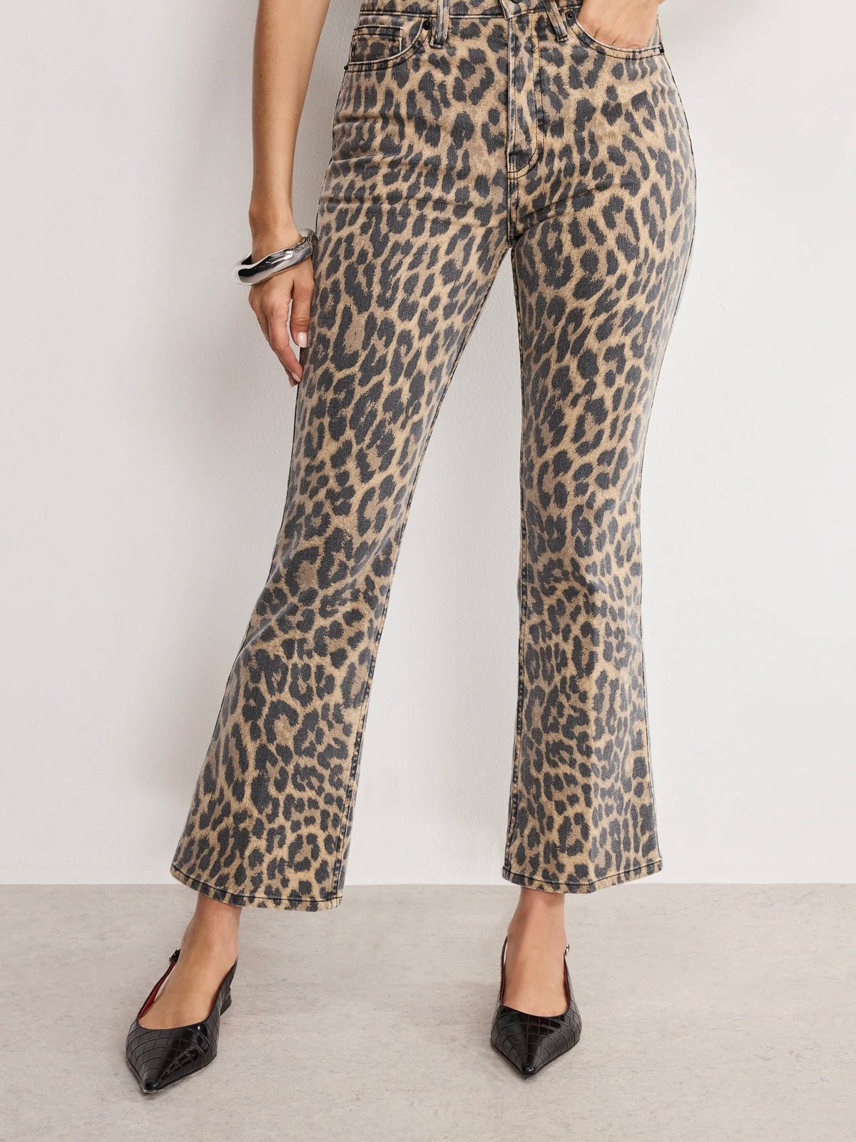 Good Standard Kick Flare Leopard Jeans