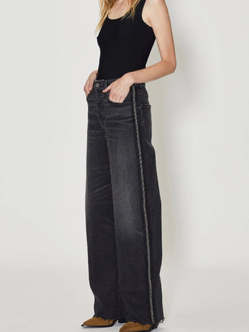 Nomad Jean Beaded Tux Stripe Denim in Vintage Charcoal