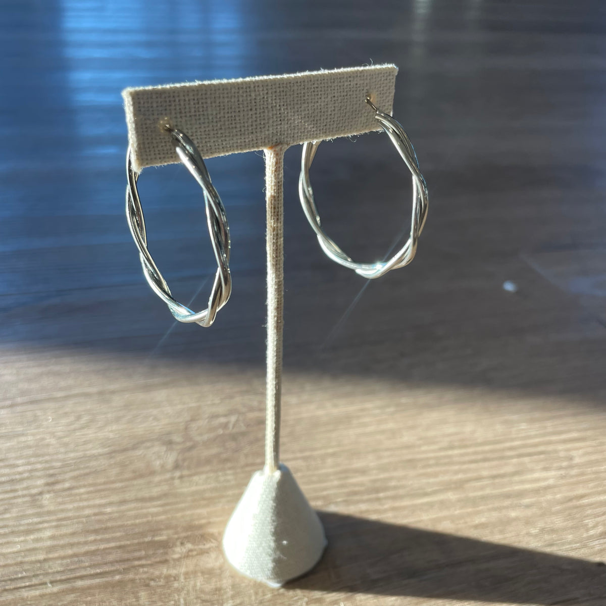 Silver Twist Hoops