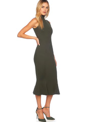 Mock Neck Sleeveless Trumpet Midi Dress