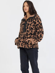 Leopard Print Sherpa Quarter Zip