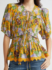 FARM Rio Floral Tie Front Top