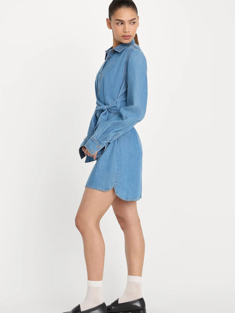 Good American Women's Denim Wrap Shirt Dress, Size Medium, Blue
