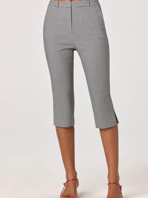 Cardin Houndstooth High-Rise Capri Pants