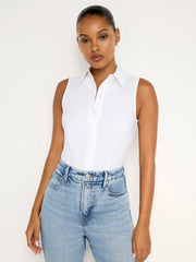 Poplin Collar Fitted Tank Bodysuit