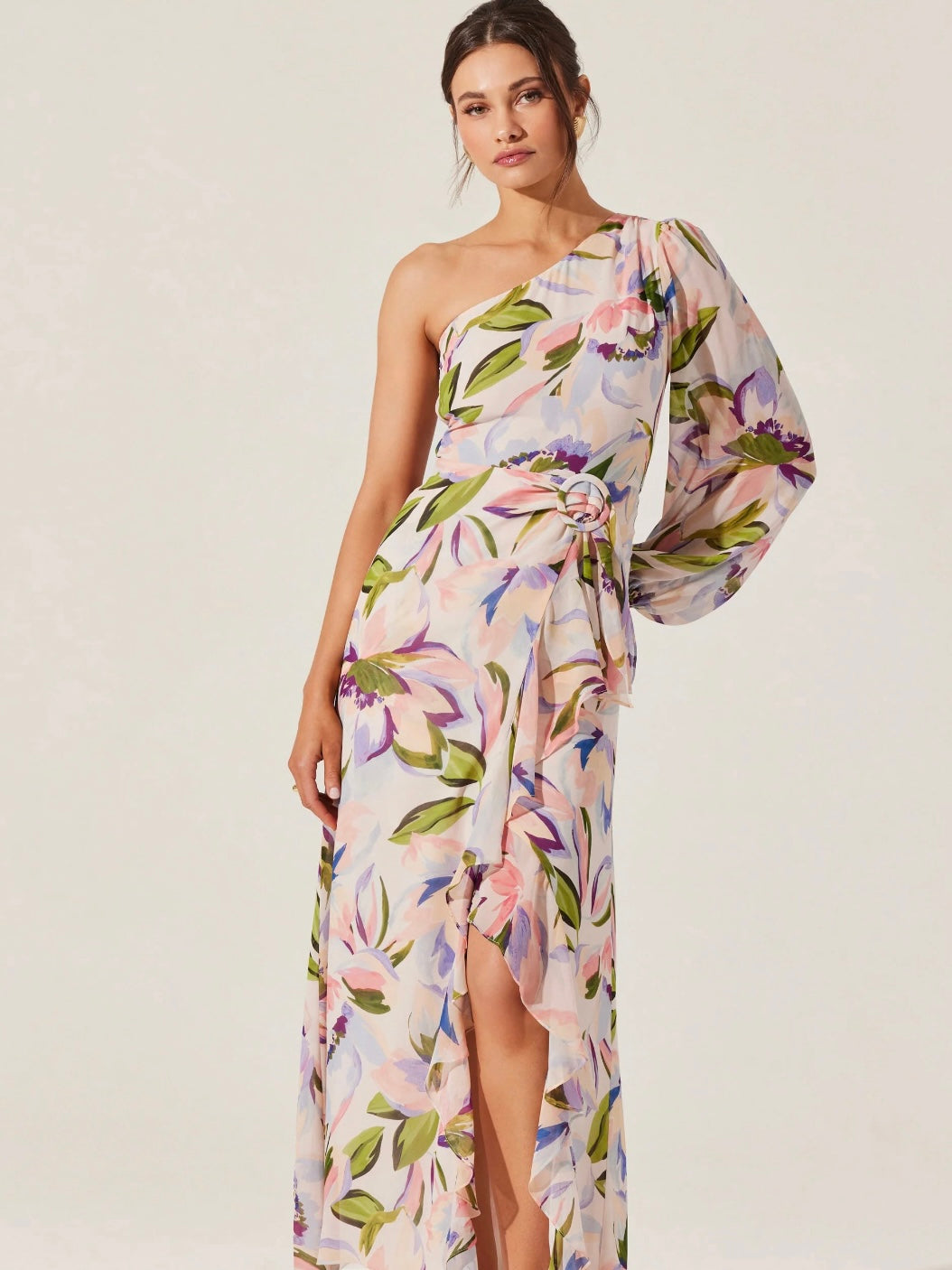 Sandersonia Floral One Shoulder Dress