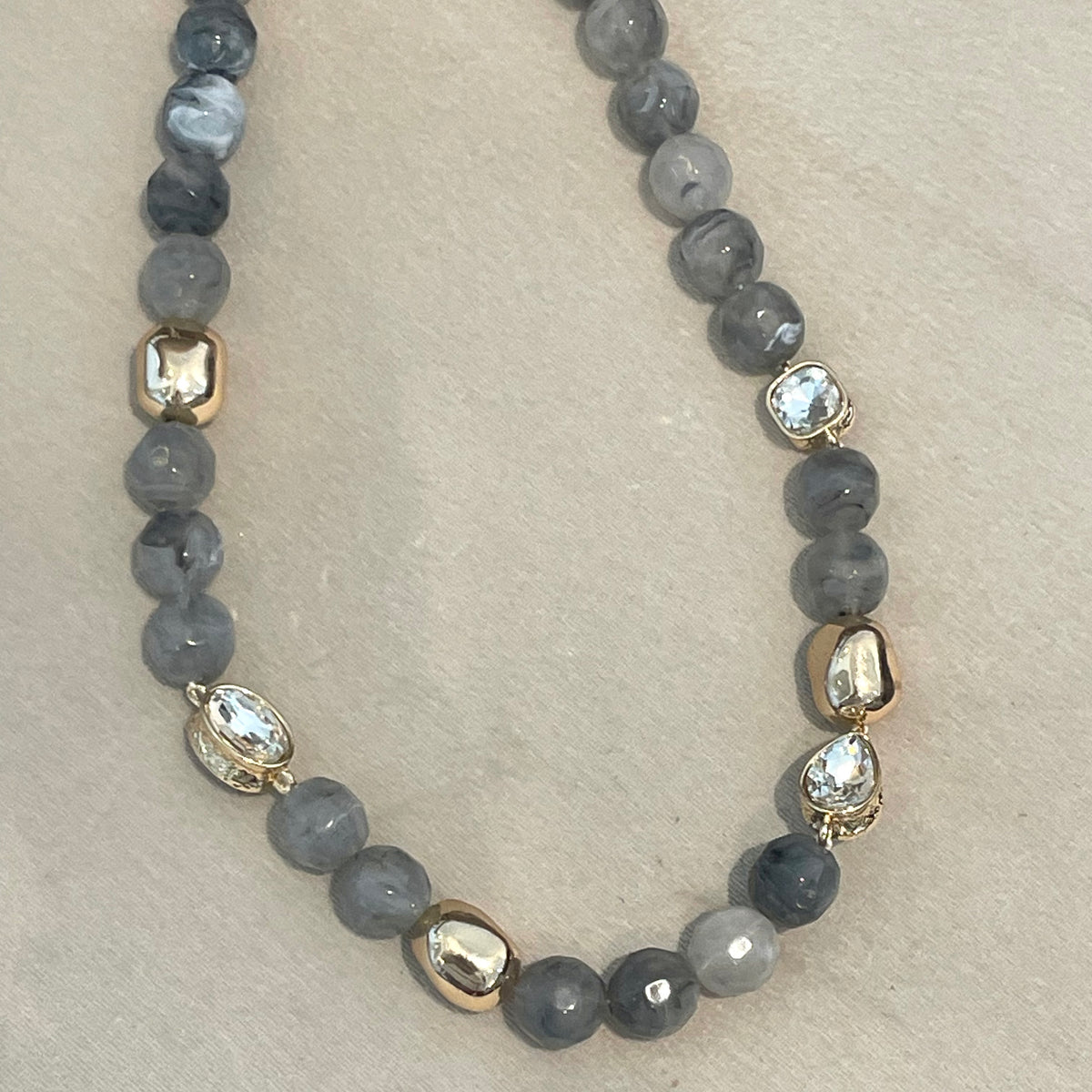 Chunky Gray Beaded Necklace