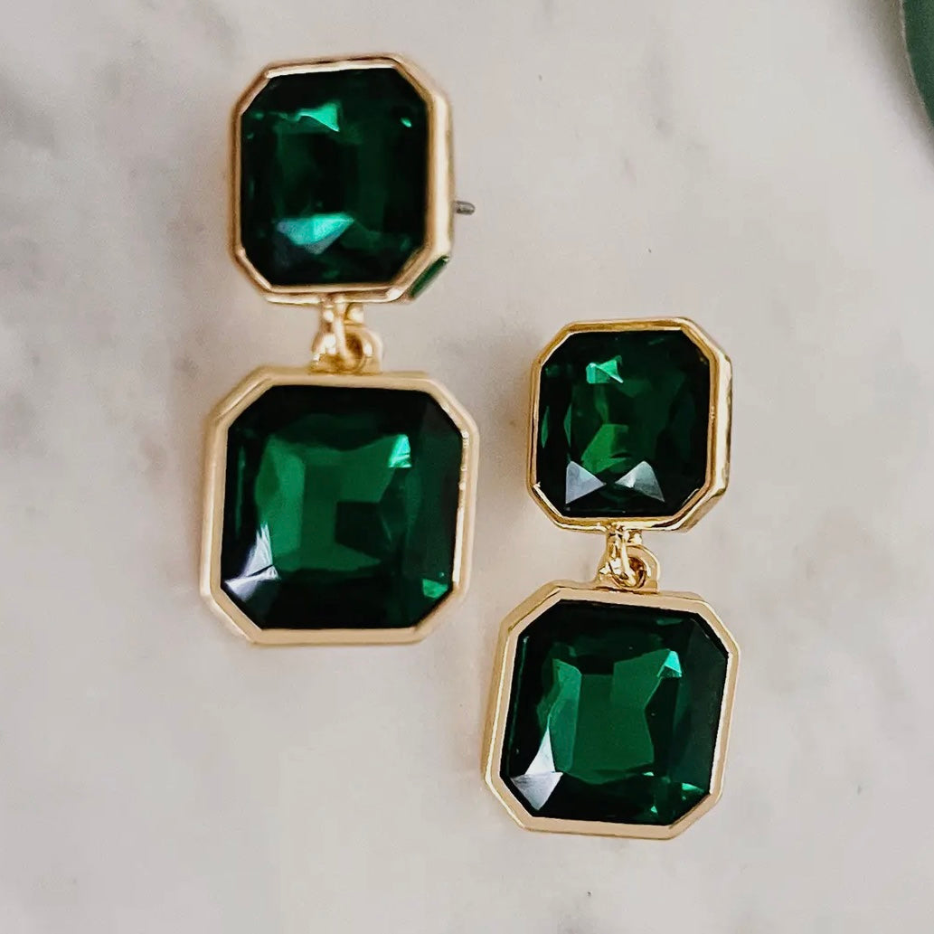 Two Tier Emerald Earrings
