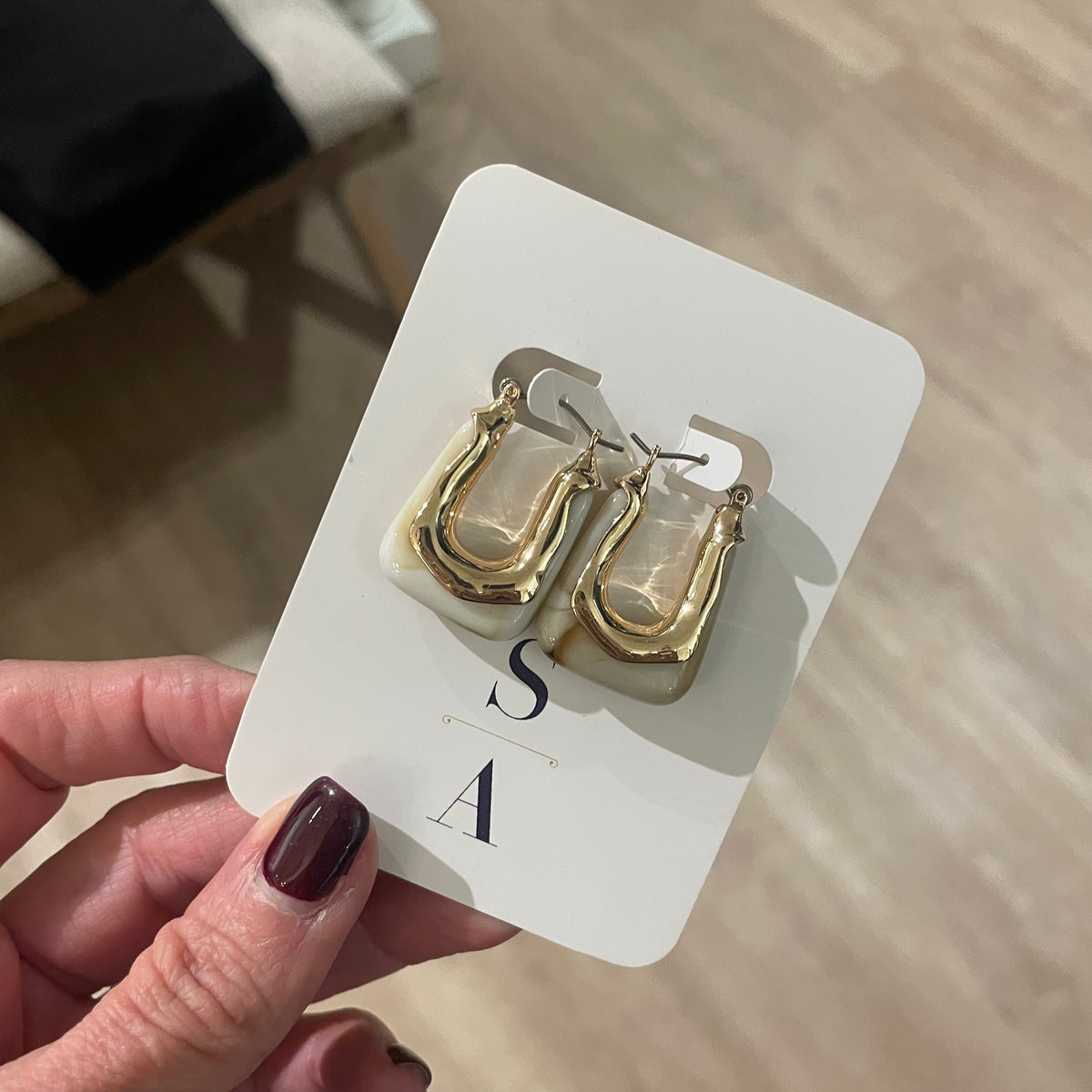 Gold Ivory Hoop Earrings