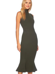 Mock Neck Sleeveless Trumpet Midi Dress