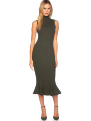 Mock Neck Sleeveless Trumpet Midi Dress