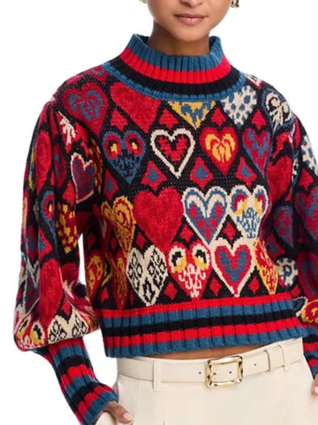 Hearts Ikat Black Knit Sweater