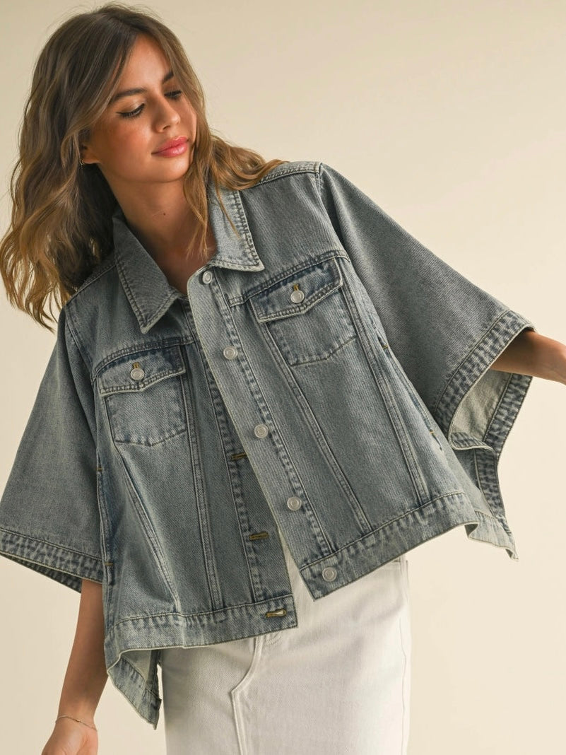 Denim Cape Jacket